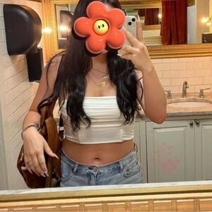 White Strapless Tube Top